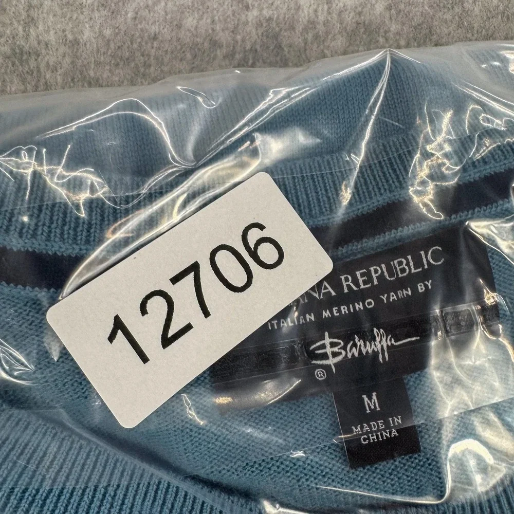 Banana Republic Sweater Mens Medium Blue Italian Baruffa Merino Wool Preppy Work